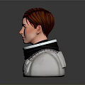 Sci Fi Character Head Model With Brown Hair White Helmet And Blue Button
