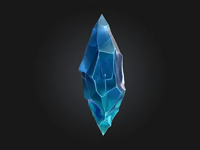 Blue Geometric Stone Crystal With Polished Transparent Surface On Black Background 3d model