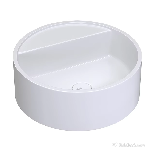 White Round Modern Above Counter Wash Basin with Simple Design and Smooth Surface 3d model 