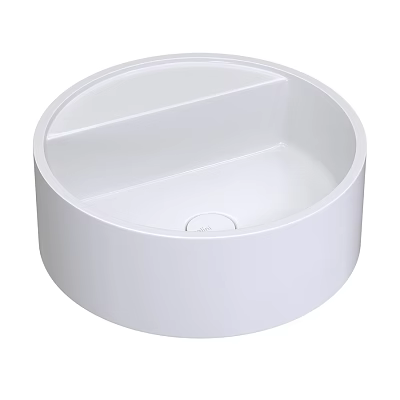White Round Modern Above Counter Wash Basin with Simple Design and Smooth Surface 3d model
