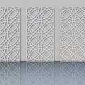 White Swing Doors With Intricate Carved Patterns And Modern Design 3d model