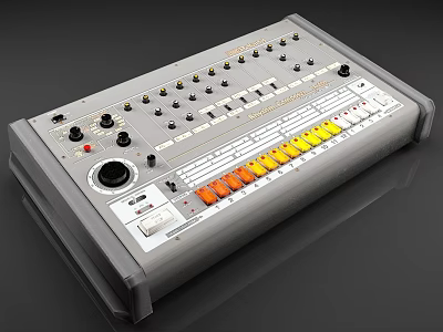 Professional Musical Instrument Mixer with Multiple Knobs Colorful Faders and Control Panel 3d model