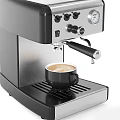Sleek Black And Silver Kitchen Coffee Machine With Control Panel Brewing Coffee Into Black Cup 3d model
