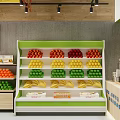 Vibrant Fruit Store With Fresh Watermelon Strawberry Lemon And Organized Wooden Shelves