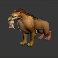 Orange Reptile With Mane Fangs And Standing Posture In Realistic