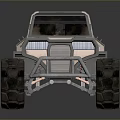 Futuristic Off Road Vehicle Design With Open Cabin Large Tires LED Lights And Red Accents