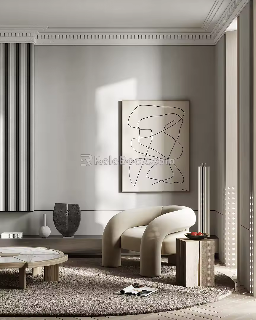 Modern Single Sofa Coffee Table Combination 3d model