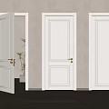 White Interior Flush Doors With Gold Handles And Elegant Panel Design For Home Use