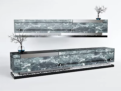 Elegant Modern Luxury Reception Desk With Marble Surface And Metal Frames 3d model