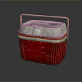Red And White Worn Cooler With Handle And Lid For Storage
