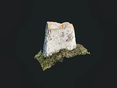 Natural Garden Rockery Stone With Textured Surface And Green Grass Base 3d model
