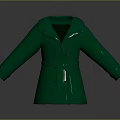 Stylish Green Double Breasted Coat With Lapel Collar And Belted Design