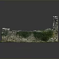 Scenic Natural Landscape With Ruined Stone Walls Covered In Lush Green Moss