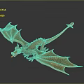 3D Orange Dragon Model with Scaled Body and Wings in Flying Pose on Dark Background
