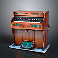 Vintage Wooden Organ With Green Panels Keyboard And Pedal Structure