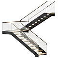 Modern Staircase Design With Glass Railings Metal Frame And Wooden Steps For Interior Spaces