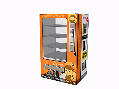 Smart Machine Orange Vending Machine With Transparent Door Multiple Shelves And Keypad 3d model