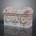 Decorative Pink Stone Box With Carved Dragon Patterns And Lid As Household Item