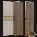 Modern Wooden Casement Door With Mesh Panel And Natural Wood Finish Design