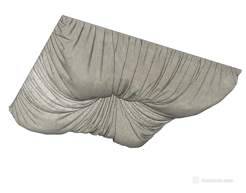 Ceiling Drapery With Soft Gathered Fabric And Neutral Tone For Elegant Interior Design 3d model 