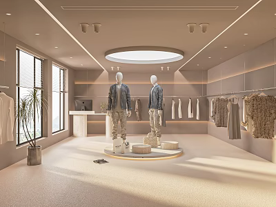 Modern Clothing Store Trendy Brand Clothing Store Men's Clothing Store Clothing Shelf Shoe Store Hat Sportswear Decorative Ornaments 3d model