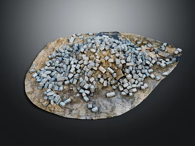 Small Gray And Brown Cubes Scattered On Natural Rock Surface Background 3d model
