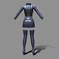 Dark Fitted Bodysuit With Front Zipper Long Sleeves And Matching Long Boots