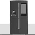 Modern Gray Side by Side Refrigerator With Water Dispenser And Digital Screen