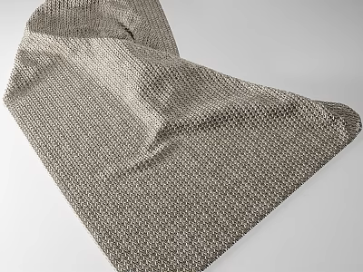 Soft Brown Woven Blanket With Knitted Texture And Natural Folds On Light Background 3d model