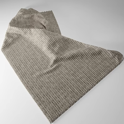 Soft Brown Woven Blanket With Knitted Texture And Natural Folds On Light Background 3d model