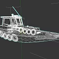 Wooden Boat With Blue White Red Hull Rose Bay Side Tires And Antenna