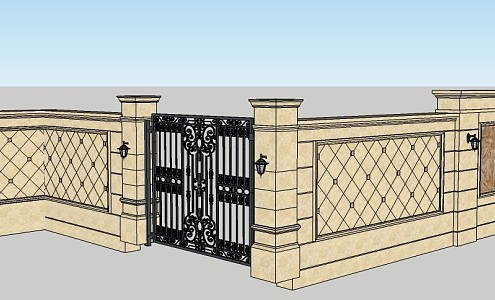 French Fence Daming Palace Fence Landscape Wall Outdoor Basket 3d model