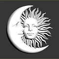 Silver Moon And Sun Face Design Decorative Daily Life Accessory 3d model