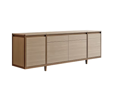 Modern Minimalist Wooden Entryway Console Cabinet With Storage Drawers Doors And Natural Wood Finish 3d model