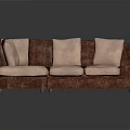 Modern Corner Sofa Furniture With Brown Frame Light Colored Cushions And Pillows