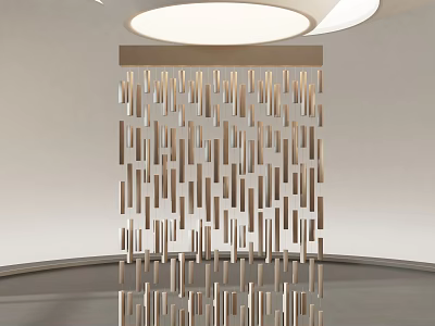 Modern Metal Partition With Vertical Strip Design In Contemporary Interior Space 3d model