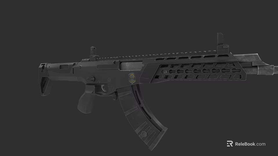 Modern Tactical Rifle With Black Finish And Rail System For Military Operations 3d model 