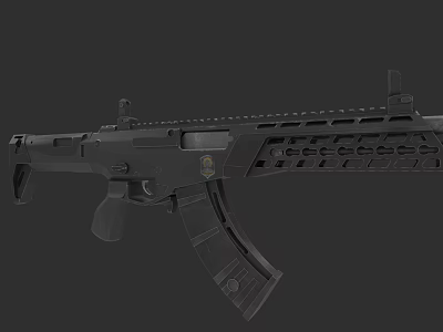 Modern Tactical Rifle With Black Finish And Rail System For Military Operations 3d model