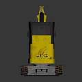 Yellow Compact Excavator On Reflective Surface With Tracked Undercarriage And Front Bucket 3d model
