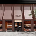 EBEE Accessories Storefront with Pink Awnings Wooden Windows and Black Doors