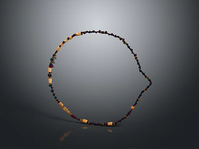 Colorful Beaded Necklace With Various Colored Beads And Curved Stylish Design 3d model