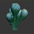 Unique Artistic Blue And White Flower Plants With Green Stems For Home Decor