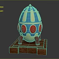 Elegant Enamel Egg Shaped Fashion Accessory With Gold Trim Red Gemstones And Red Legs