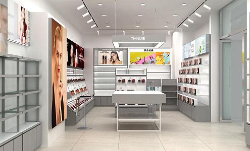 Cosmetics gray counter display store image display business 3d model