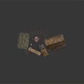 Rustic Thatched Tent with Wooden Fence Bench and Mats Setup Scene