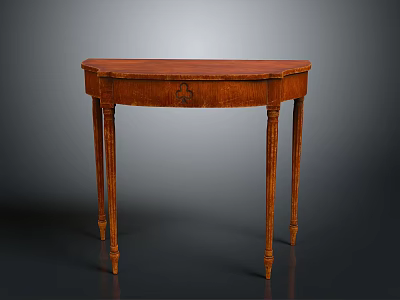 Elegant Wooden Dressing Table With Carved Legs And Curved Top Surface 3d model