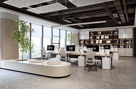 modern public office area office area 3d model