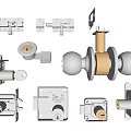 Various Types Of Door Handles With Lock Components And Metal Hardware Parts