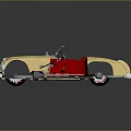 Vintage Beige Convertible Car With Red Interior And Chrome Front Accents