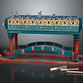 Ancient Egyptian Decorative Table With Colorful Patterns Carvings Blue And Red Legs And Wooden Sticks